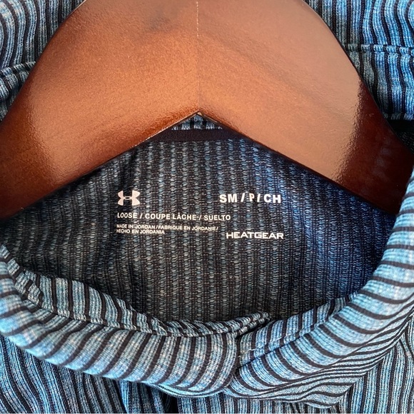 Under Armour Men’s Loose Heatgear Vanish Seamless Blocked Polo Shirt Blue Small - Picture 4 of 6